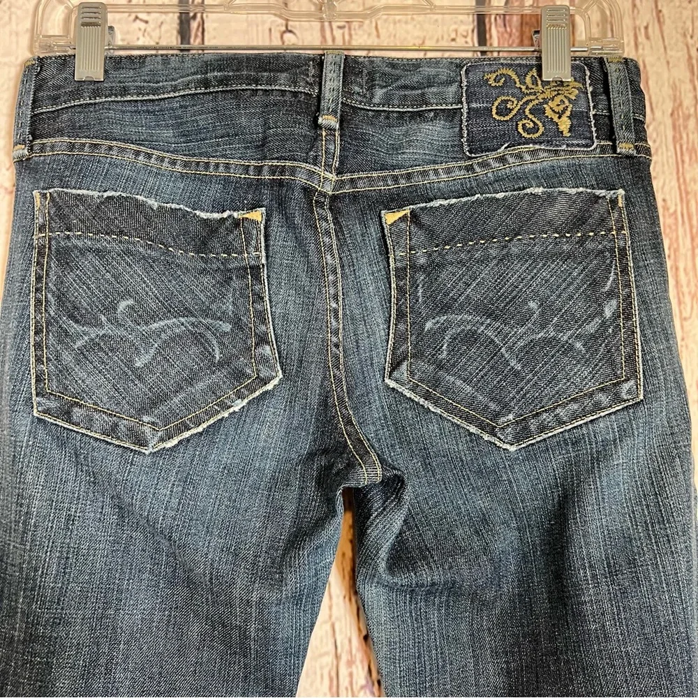 GoldSign Desire Lowrise Distressed Flare Bootcut Denim Jeans USA Made SZ 27 EUC - Picture 6 of 16